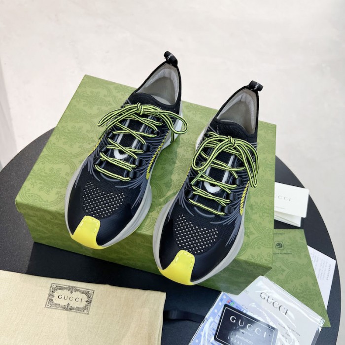 G*u*i run sneaker black technical knit fabric