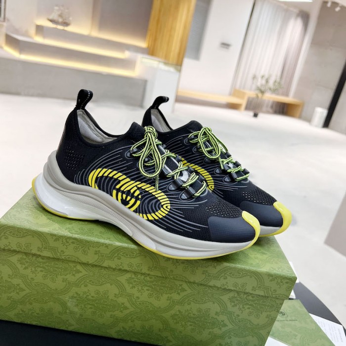 G*u*i run sneaker black technical knit fabric