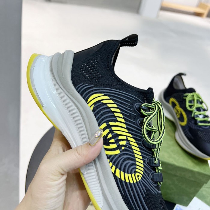 G*u*i run sneaker black technical knit fabric