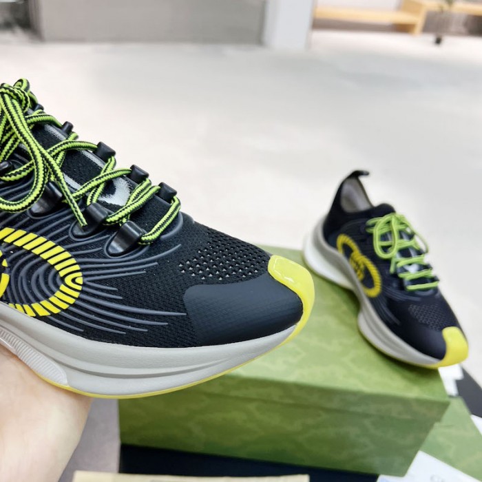 G*u*i run sneaker black technical knit fabric