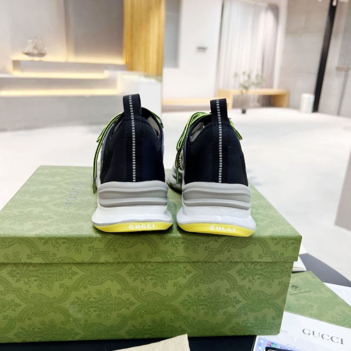G*u*i run sneaker black technical knit fabric
