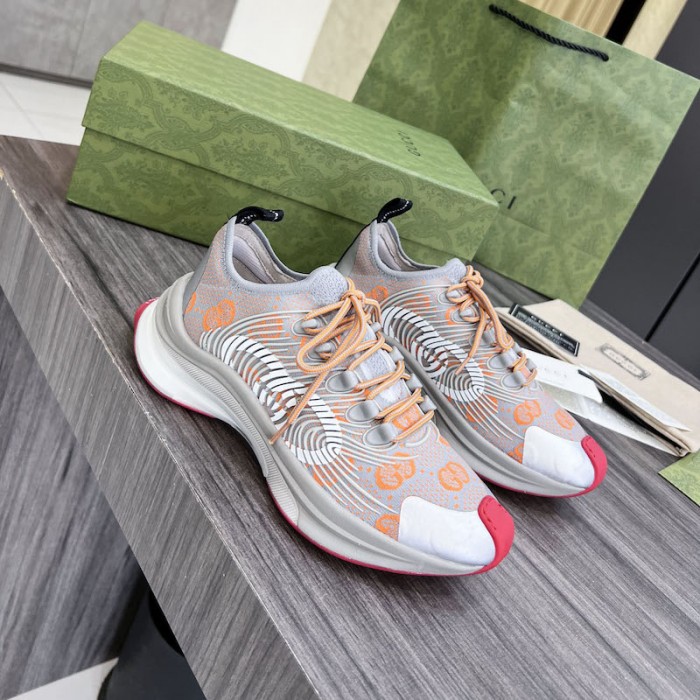G*u*i run sneaker grey and orange gg technical knit fabric