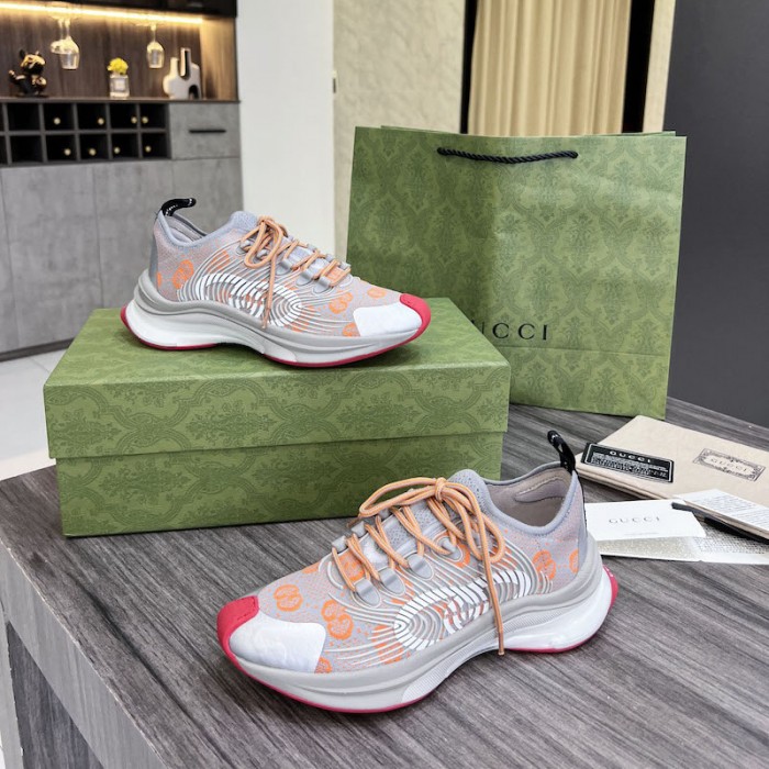 G*u*i run sneaker grey and orange gg technical knit fabric
