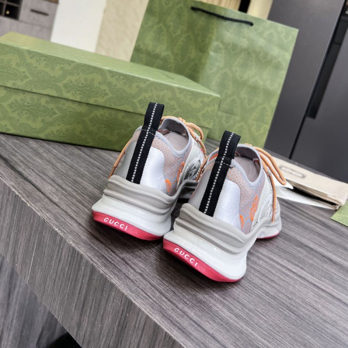 G*u*i run sneaker grey and orange gg technical knit fabric