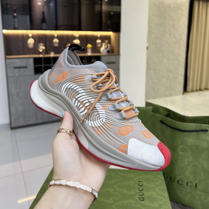 G*u*i run sneaker grey and orange gg technical knit fabric