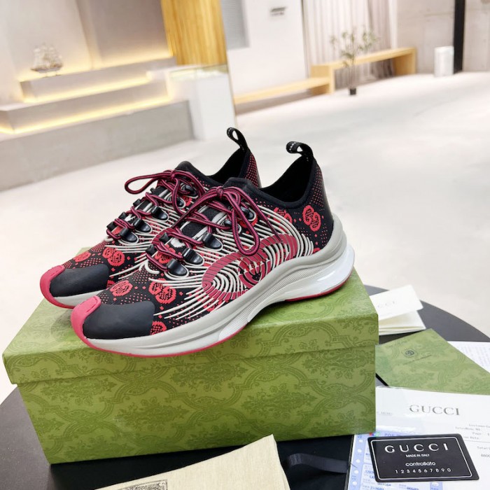 G*u*i run sneaker red technical knit fabric