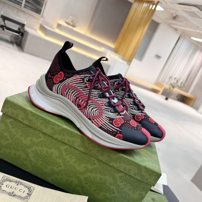 G*u*i run sneaker red technical knit fabric