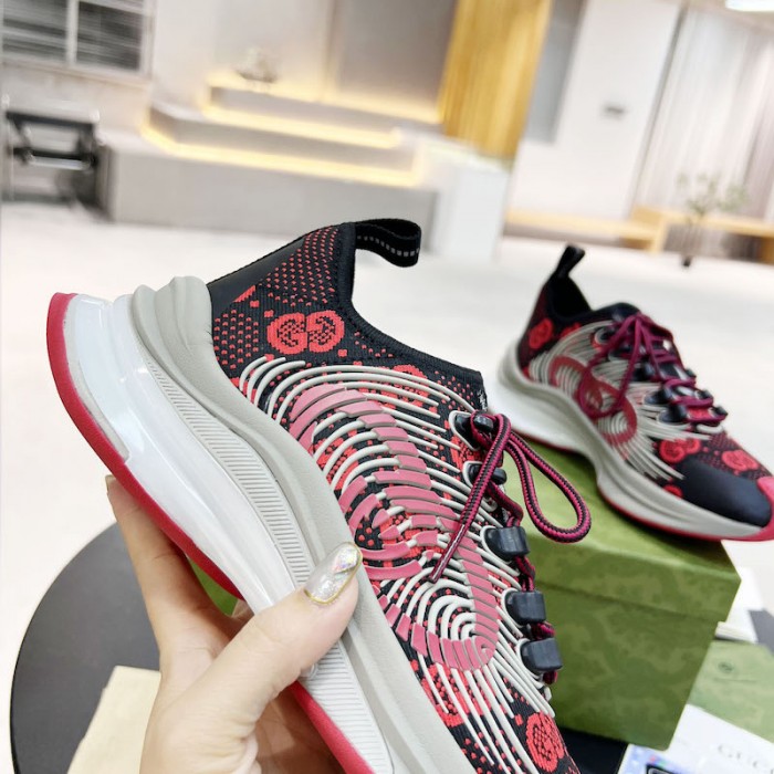 G*u*i run sneaker red technical knit fabric