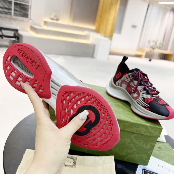 G*u*i run sneaker red technical knit fabric