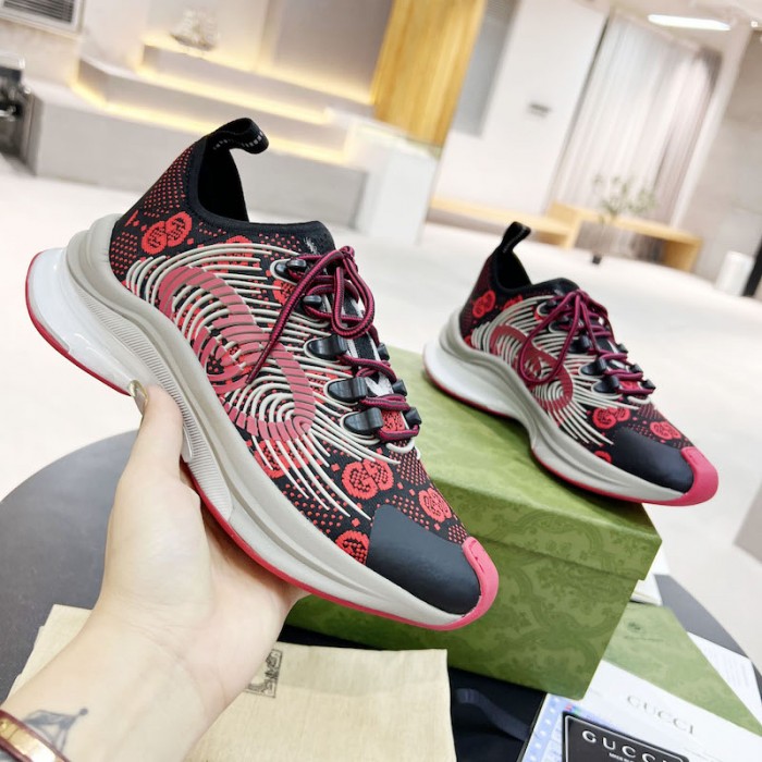 G*u*i run sneaker red technical knit fabric