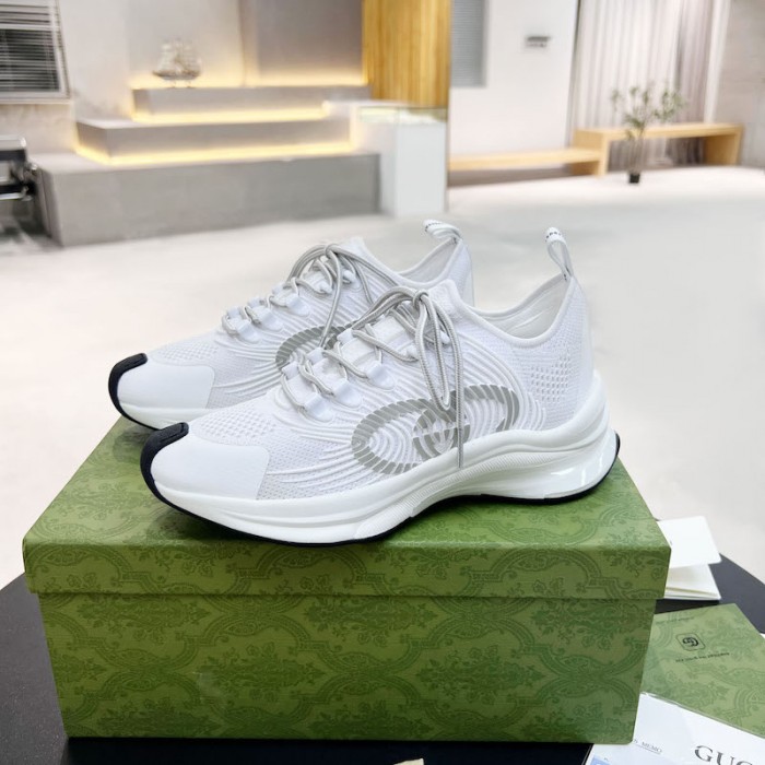 G*u*i run sneaker white technical knit fabric