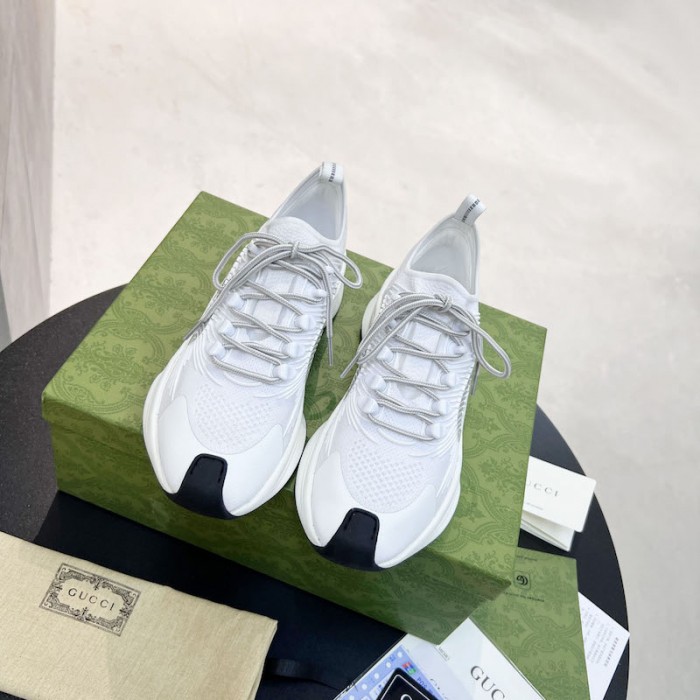 G*u*i run sneaker white technical knit fabric