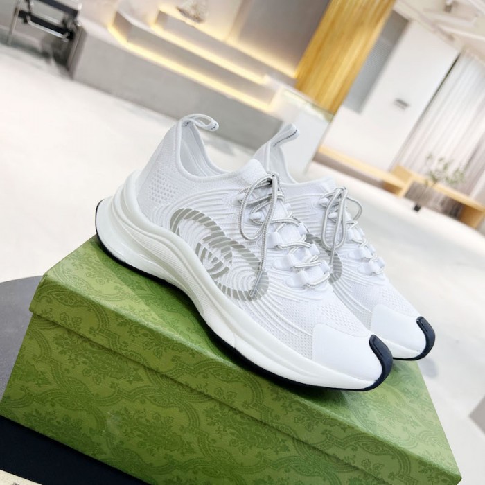 G*u*i run sneaker white technical knit fabric