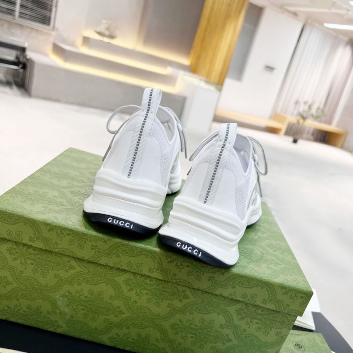 G*u*i run sneaker white technical knit fabric