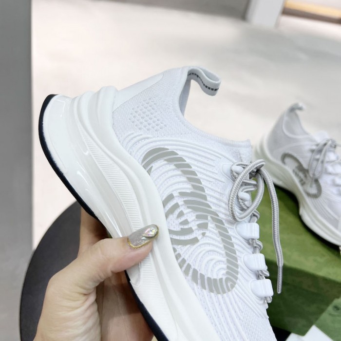 G*u*i run sneaker white technical knit fabric