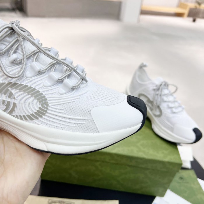 G*u*i run sneaker white technical knit fabric