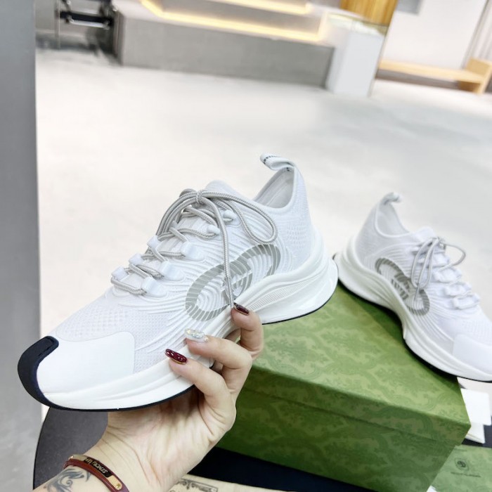 G*u*i run sneaker white technical knit fabric