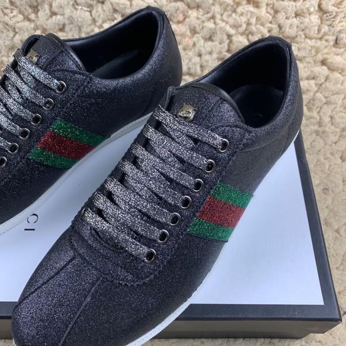 G*u*i glitter web sneakers with studs black