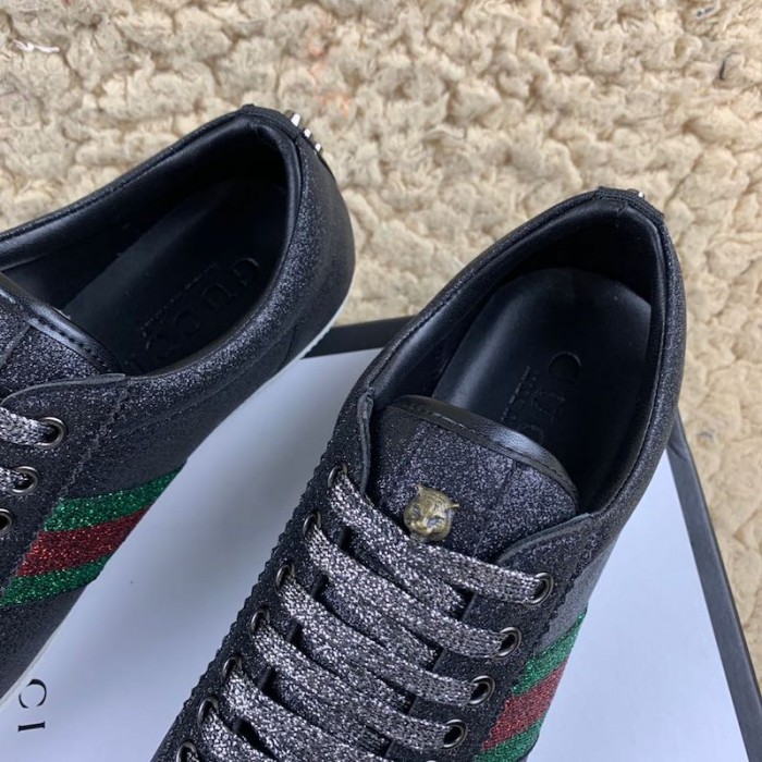 G*u*i glitter web sneakers with studs black