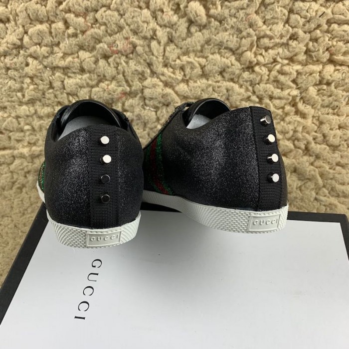 G*u*i glitter web sneakers with studs black