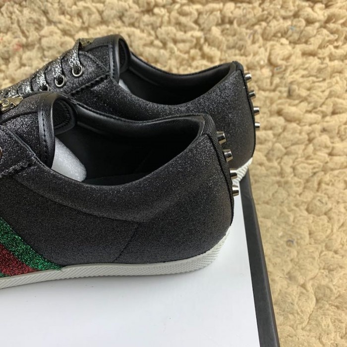 G*u*i glitter web sneakers with studs black