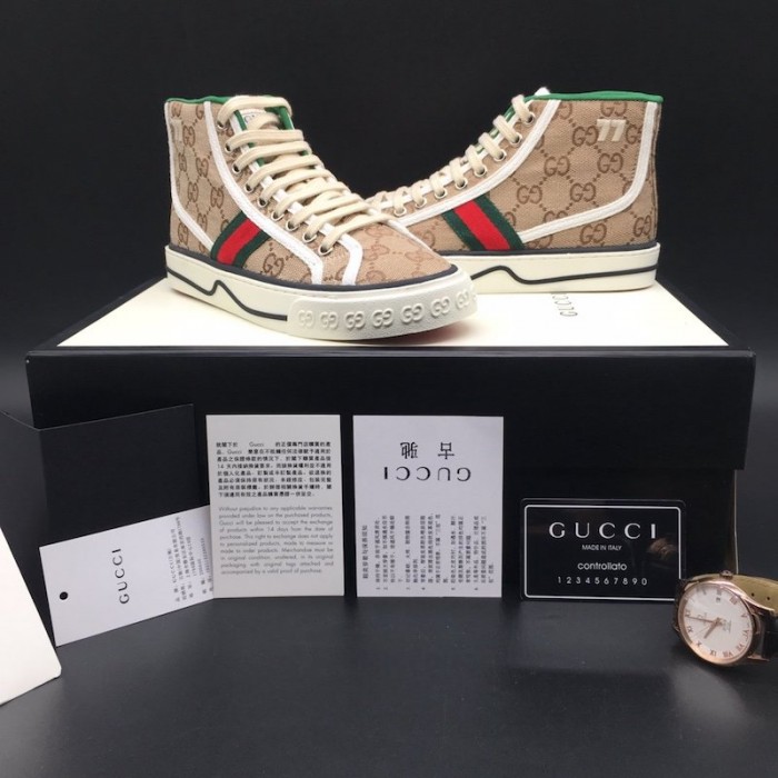 G*u*i tennis 1977 high top sneaker beige gg canvas