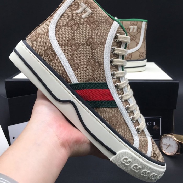 G*u*i tennis 1977 high top sneaker beige gg canvas