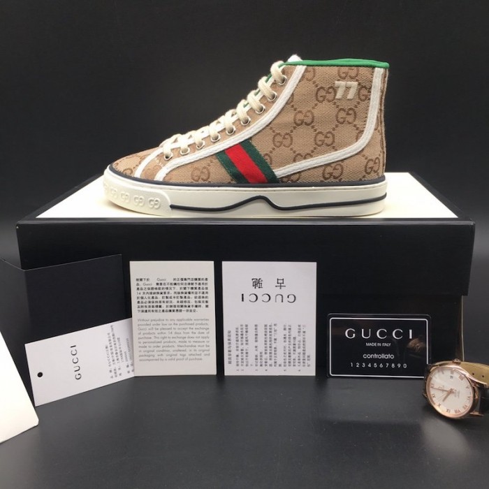 G*u*i tennis 1977 high top sneaker beige gg canvas