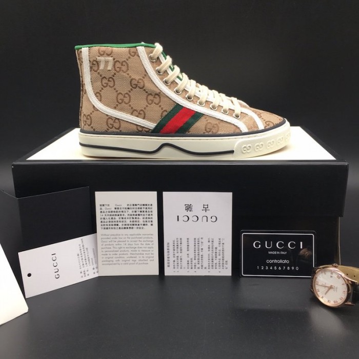 G*u*i tennis 1977 high top sneaker beige gg canvas
