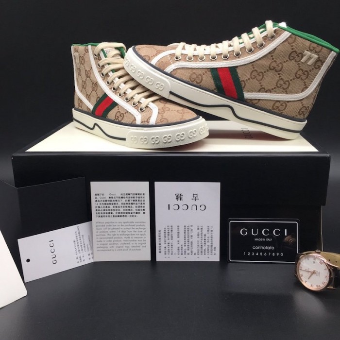 G*u*i tennis 1977 high top sneaker beige gg canvas