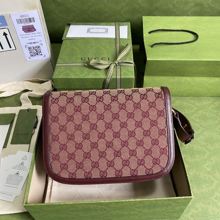 G*u*i horsebit 1955 small bag burgundy gg canvas