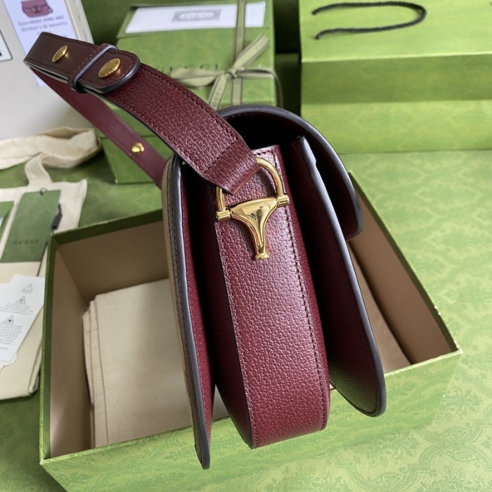 G*u*i horsebit 1955 small bag burgundy gg canvas