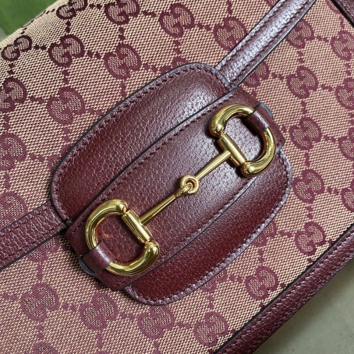 G*u*i horsebit 1955 small bag burgundy gg canvas