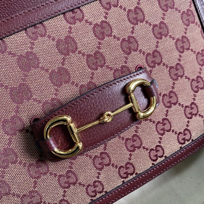 G*u*i horsebit 1955 small bag burgundy gg canvas