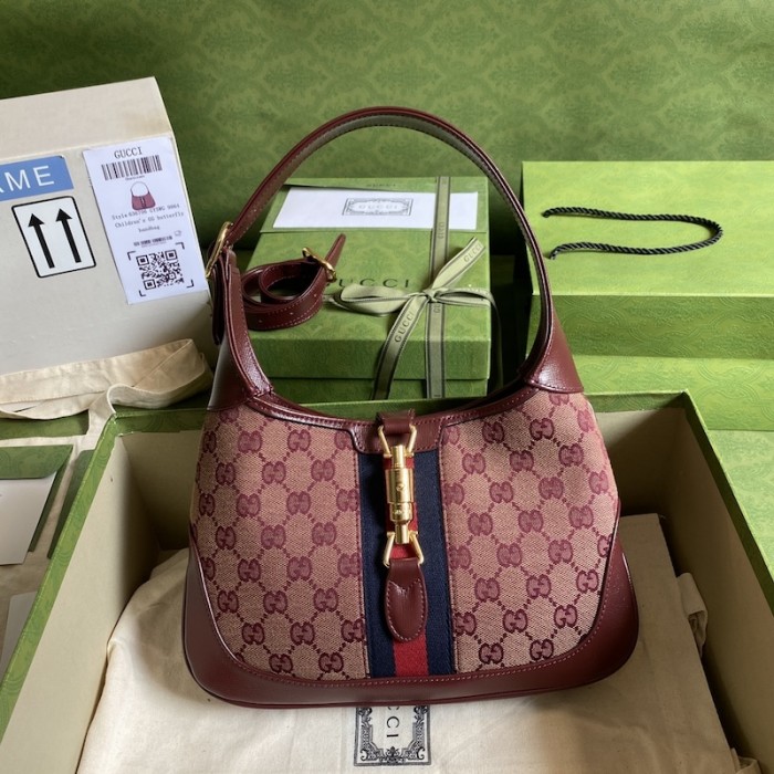 G*u*i jackie 1961 small shoulder bag burgundy gg canvas