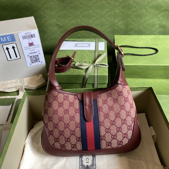 G*u*i jackie 1961 small shoulder bag burgundy gg canvas