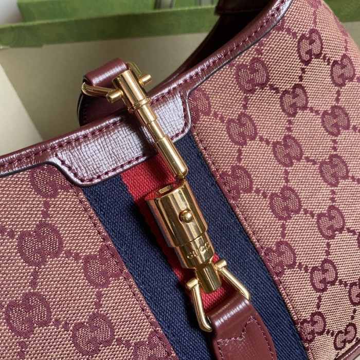 G*u*i jackie 1961 small shoulder bag burgundy gg canvas