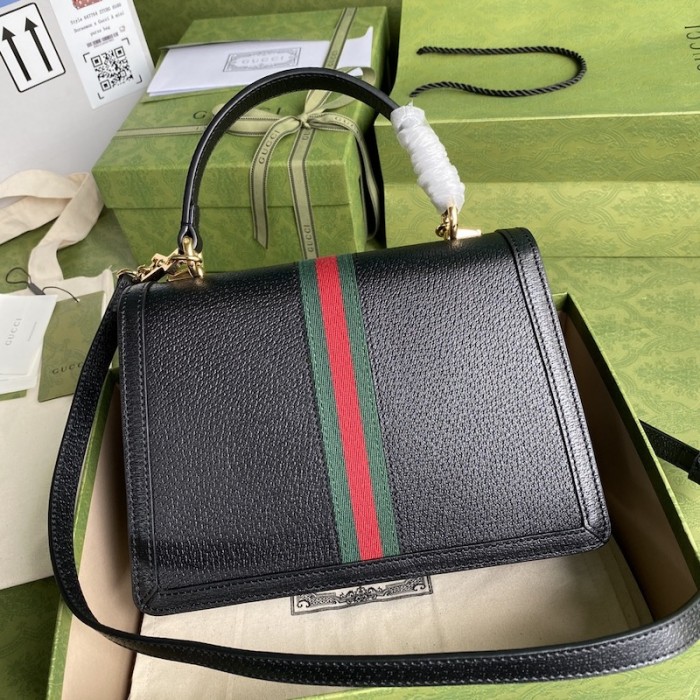 G*u*i ophidia small top handle bag with black leather 651055