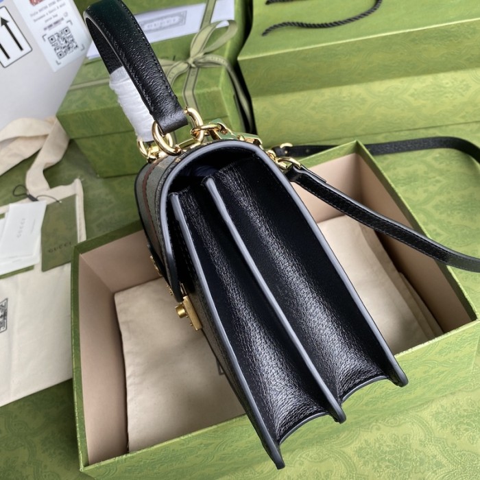 G*u*i ophidia small top handle bag with black leather 651055