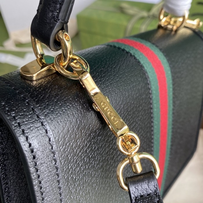 G*u*i ophidia small top handle bag with black leather 651055