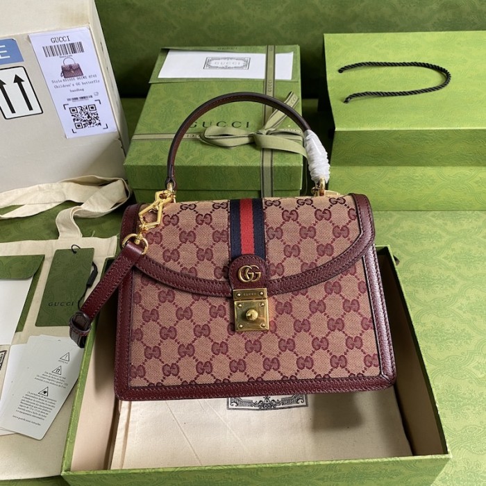 G*u*i ophidia small top handle bag with web burgundy gg