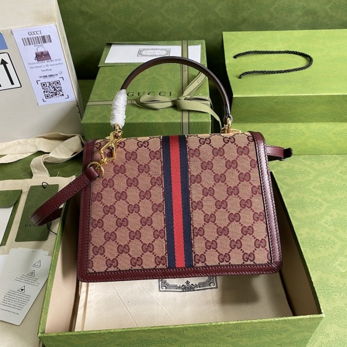 G*u*i ophidia small top handle bag with web burgundy gg