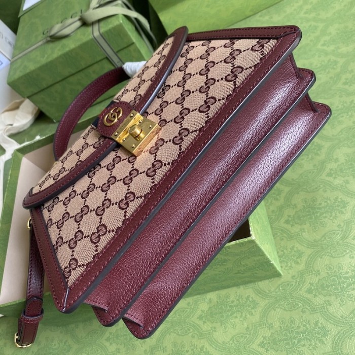 G*u*i ophidia small top handle bag with web burgundy gg