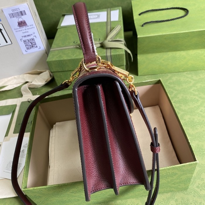 G*u*i ophidia small top handle bag with web burgundy gg