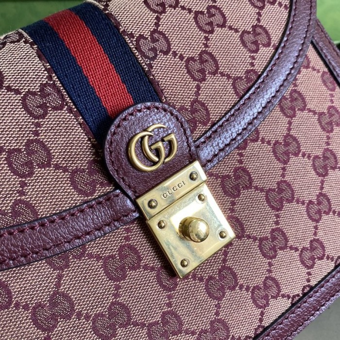 G*u*i ophidia small top handle bag with web burgundy gg
