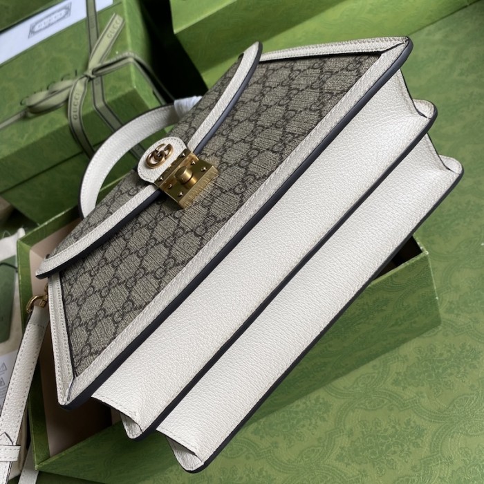 G*u*i ophidia small top handle bag with web white 651055