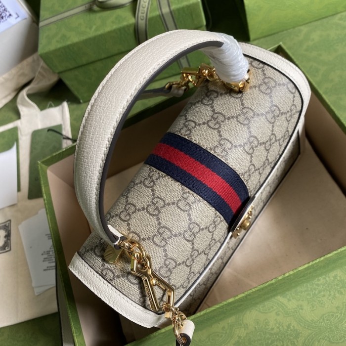 G*u*i ophidia small top handle bag with web white 651055