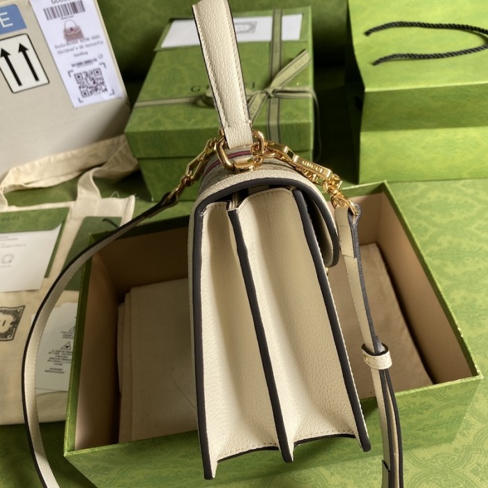 G*u*i ophidia small top handle bag with web white 651055