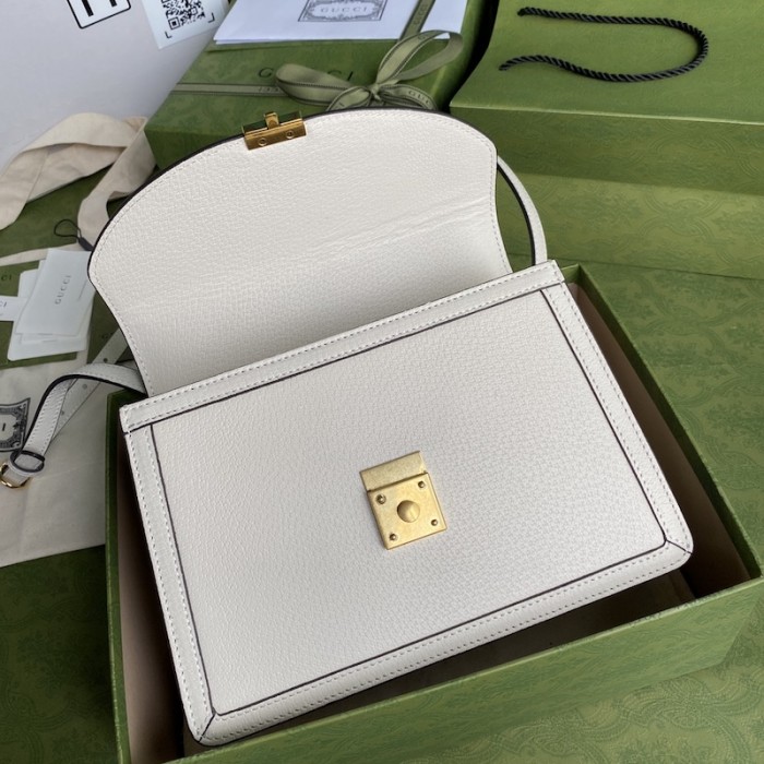 G*u*i ophidia small top handle bag with white leather 651055