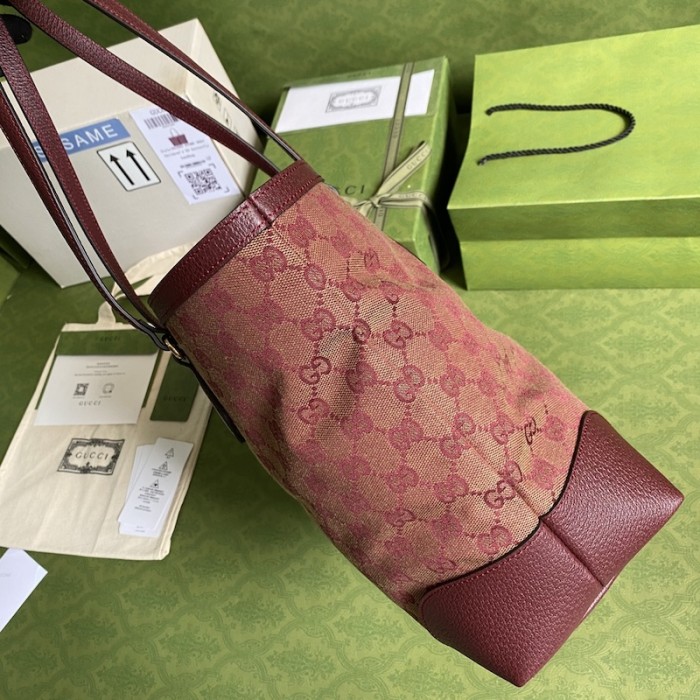 G*u*i ophidia medium tote with web burgundy gg canvas
